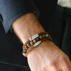 Gift Set Triple Armbånd, Cognac, S