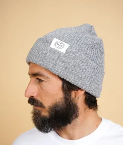 Globe Statement Beanie, Grey Melange, One size