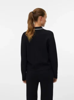 Gold Poloneck Cardigan, Black, S