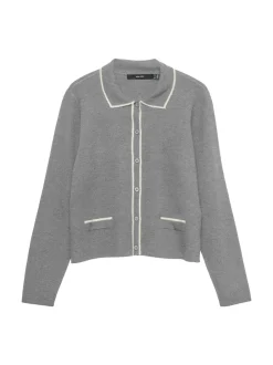 Gold Poloneck Cardigan, Medium Grey Melange, S