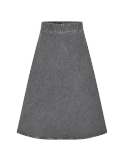 Grey Denim Stelly C Lang Nederdel, Grå, 34