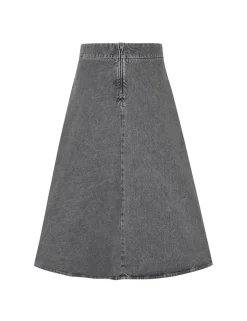 Grey Denim Stelly C Lang Nederdel, Grå, 34