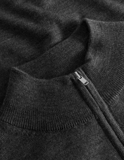 Greyson Half-Zip Merino Striktrøje, Dark Grey Melange, XL