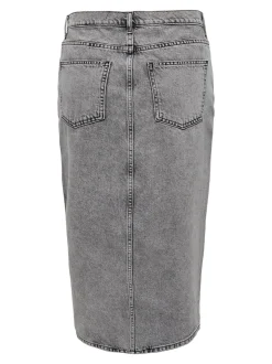 Gry Højtaljet Denimnederdel, Grey Denim Acid, M