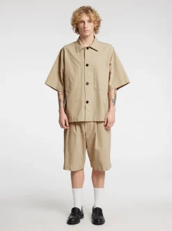 Harki Kortærmet Overshirt, Weathered Teak W. Coconut Milk, M