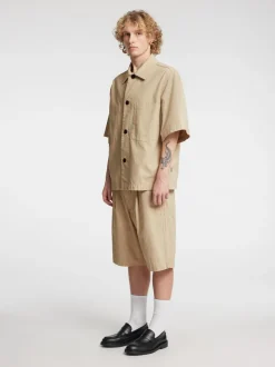 Harki Kortærmet Overshirt, Weathered Teak W. Coconut Milk, M