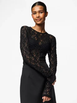 Hazel Lace Bluse, Black, XS