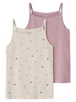 Hearts Strap 2-pak Undertrøje, Peyote Melange, 134-140 cm