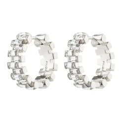 Heli Crystal Hoops, Silver Plated
