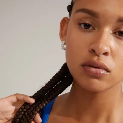 Heli Crystal Hoops, Silver Plated