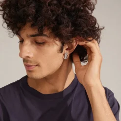 Heli Crystal Hoops, Silver Plated