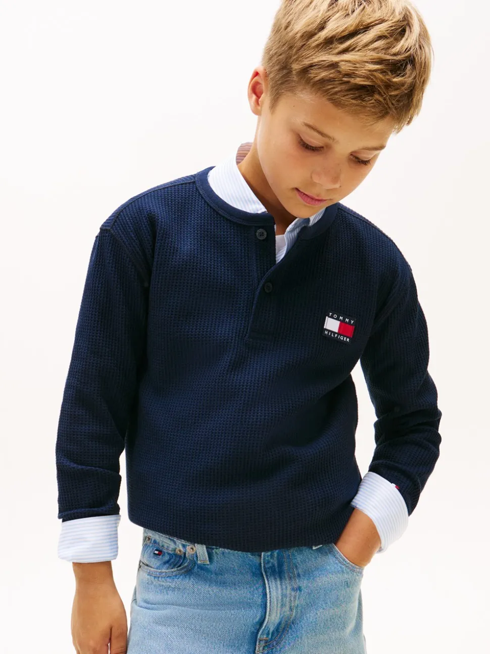 Heritage Henley Bluse, Dark Night Navy, 164 cm