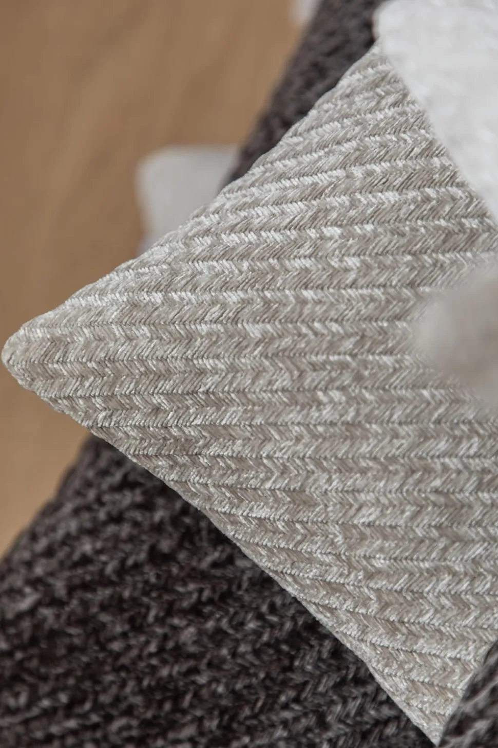 Herringbone Pude, Stone 45x45 cm