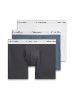 Icon Cotton Stretch 3-pak Boxerbriefs, White/Blue Tulip/Turbulence, L