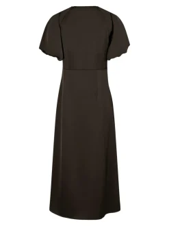 Illana Heavy Sateen Kjole, Dark Brown, 40