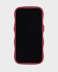 Iphone 14 Pro Max Transparent Wavy Cover, Red Velvet/Transparent