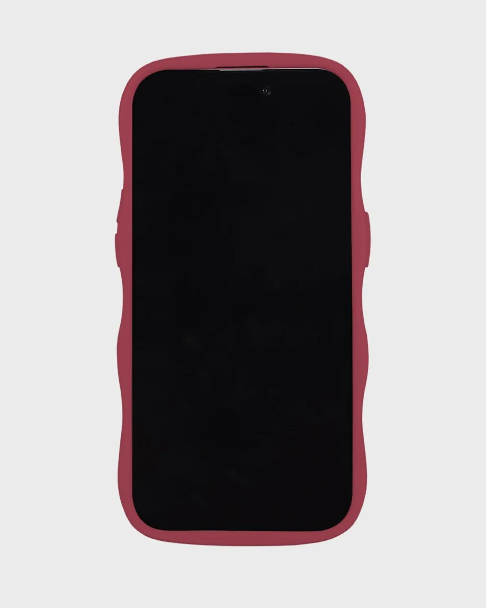 Iphone 14 Pro Max Transparent Wavy Cover, Red Velvet/Transparent