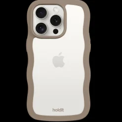 Iphone 15 Pro Max Transparent Wavy Cover, Mocha Brown/Transparent