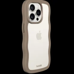 Iphone 15 Pro Max Transparent Wavy Cover, Mocha Brown/Transparent