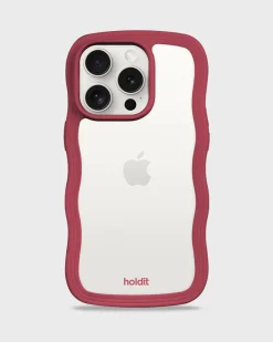 Iphone 15 Pro Transparent Wavy Cover, Red Velvet/Transparent