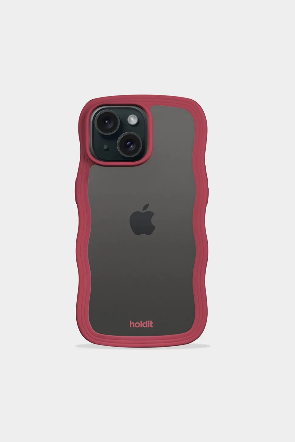 Iphone 15/14/13 Transparent Wavy Cover, Red Velvet/Transparent