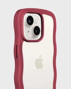 Iphone 15/14/13 Transparent Wavy Cover, Red Velvet/Transparent