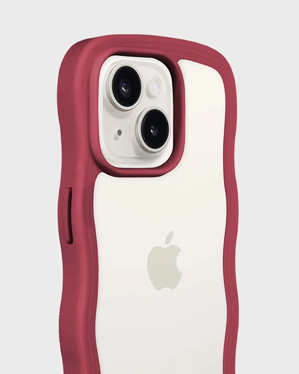Iphone 15/14/13 Transparent Wavy Cover, Red Velvet/Transparent