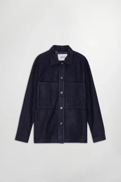 Isak Overshirt, Navy Stripe, XXL