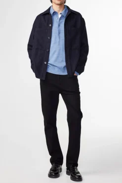 Isak Overshirt, Navy Stripe, XXL