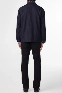 Isak Overshirt, Navy Stripe, XXL