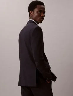 Italian Wool Blend Slim Blazer, Dark Sapphire, 56