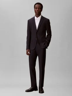 Italian Wool Blend Slim Blazer, Dark Sapphire, 56