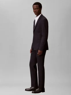 Italian Wool Blend Slim Blazer, Dark Sapphire, 56