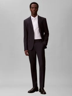 Italian Wool Blend Slim Habitbukser, Dark Sapphire, 56