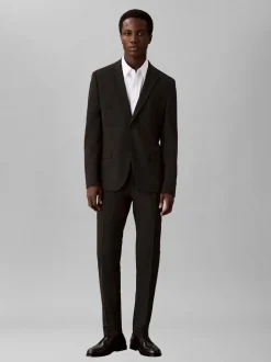 Italian Wool Blend Slim Habitbukser, Black, 56