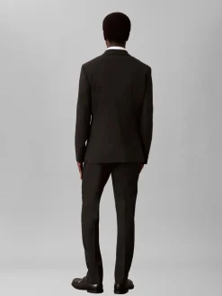 Italian Wool Blend Slim Habitbukser, Black, 56