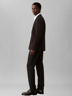 Italian Wool Blend Slim Habitbukser, Black, 56