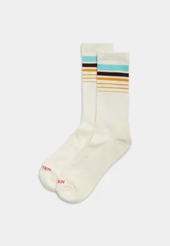 Jaquard Crew Strømper, Offwhite, One size