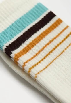 Jaquard Crew Strømper, Offwhite, One size