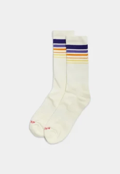 Jaquard Crew Strømper, Offwhite, One size