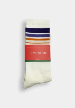 Jaquard Crew Strømper, Offwhite, One size