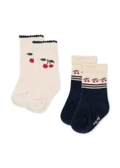 Jaquard 2-pak Strømper, Cherry, 29-32