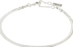 Joanna Flat Snake Chain Armbånd, Sølv, 16 cm