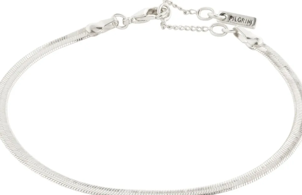 Joanna Flat Snake Chain Armbånd, Sølv, 16 cm