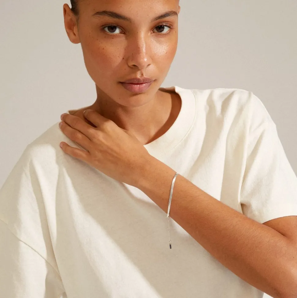 Joanna Flat Snake Chain Armbånd, Sølv, 16 cm