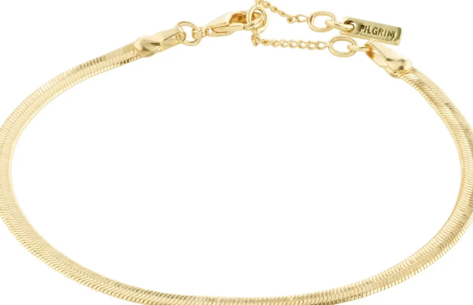 Joanna Flat Snake Chain Armbånd, Guld, 16 cm