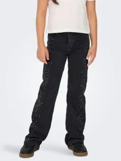Juicy Rhinestone Wide Leg Jeans, Washed Black Rhinestones, 152 cm