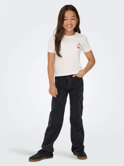 Juicy Rhinestone Wide Leg Jeans, Washed Black Rhinestones, 152 cm