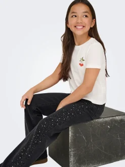 Juicy Rhinestone Wide Leg Jeans, Washed Black Rhinestones, 152 cm