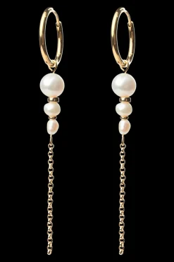 Julie White Pearls Øreringe, Guld